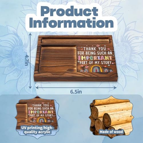 FOUGSTA Thank You for Being Part of My Story Wooden Note Pen Holder, Gratitude Keepsake Gift for Friend, Thank You Desk Decor for Partner, Office Desktop Accessory Gift, 16.5×12×1.5 cm, XXN77 - Image 2