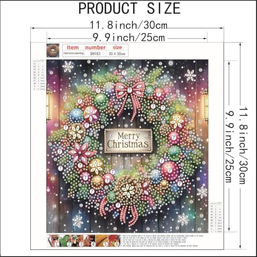 Christmas Wreath 5D Diamond Art Painting Kits for Adults 12 x 12 inch - Image 5