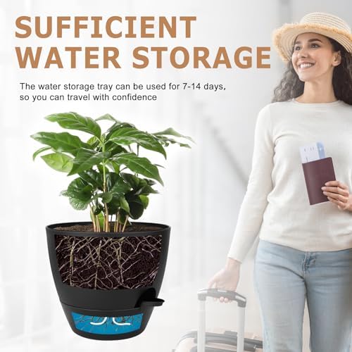 QRRICA 7/7.5/8/9/10 Inch Self Watering Pots for Indoor/Outdoor Plants - Image 5