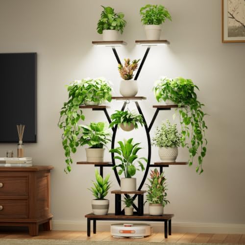 JUSTOGO Plant Stand Indoor with Grow Lights - 9 Tiered Tall Plant Shelf - Image 2