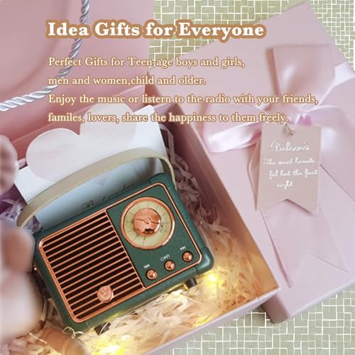 Retro Bluetooth Speaker, Wireless Mini Portable Speakers Support USB/TF Card/AUX, Vintage Radio Bluetooth Speaker for Kitchen Desk Bedroom Office Outdoor, Retro Gifts for Women Men, Green - Image 6
