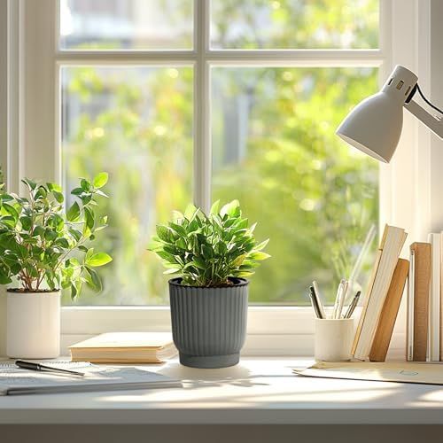 T4U Self Watering Pots for Indoor Plants, 4.5 Inch 6 Pack Planter Gray - Image 7