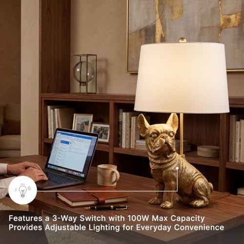 Signature Design by Ashley French Bulldog Animal Lamp, Gold Dog Table Lamp - Image 5