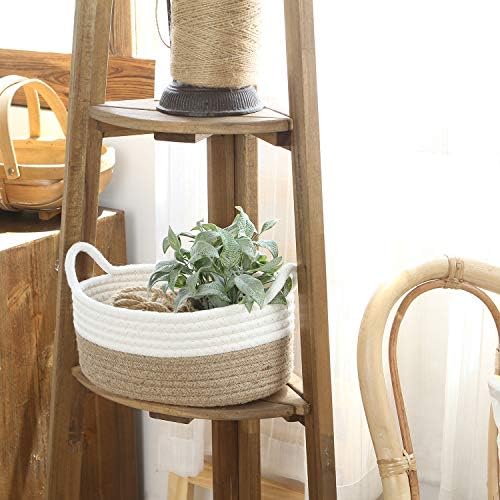 Sea Team 2-Pack Compact Woven Cotton Rope Storage Baskets, Flaxen - Image 4