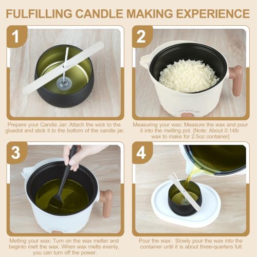 AOTOIE Candle Making Kit with Wax Melter, Soy Wax for Candle Making, DIY Candle Making Supplies, Starter Candle Kit for Women Adult Beginner, Included 1.1IB Natural Soy Wax with Wicks - Image 6