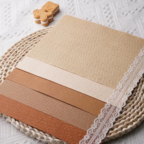 15Pcs Handmade Scrapbook Art Paper Craft Textured Paper Colorful A5 sheet Mesh Special Mix for Scrapbooking Junk Journal Journaling Supplies DIY Materials,5.8x8.2 inches (Brown) - Image 6