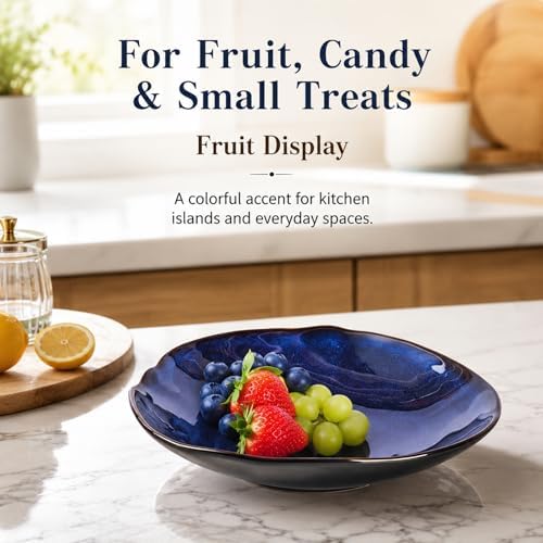 Blue Ceramic Decorative Bowl –8.3" Small Trinket Dish, Fruit Bowl, Candy Dish, Key Bowl for Entryway Table, Jewelry & Ring Dish, Porcelain Catchall Dish for Kitchen, Bedside, Living Room Home Decor - Image 4