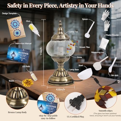 DIY Turkish Mosaic Lamp Kit for Adults & Teens, 5.2" Shade, Amber - Image 6