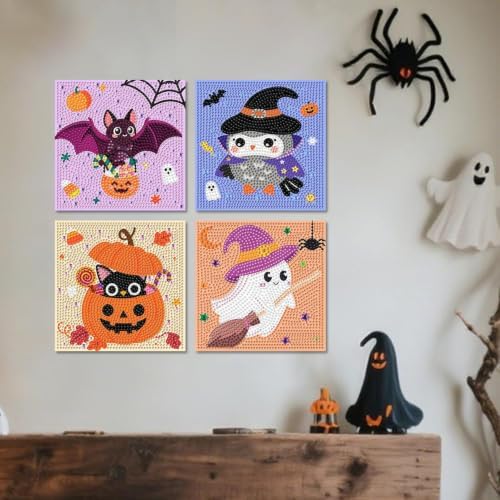 4 Pack Halloween Diamond Art Kits for Kids Ages 4-8-10-12 Gem Art for Kids - Image 2