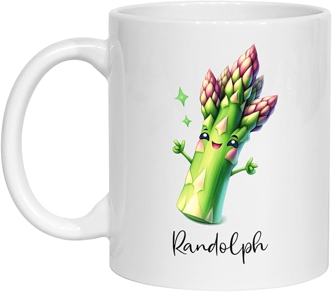 Asparagus Mug, Asparagus Gift, Personalized Asparagus Coffee Mug With Name, Custom Vegetable Ceramic Cup Gifts For Vegan Vegetarian, Asparagus Lover Travel Cups, Asparagus White Mugs 11oz 15oz