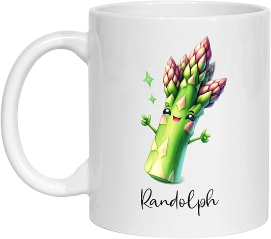 Asparagus Mug, Asparagus Gift, Personalized Asparagus Coffee Mug With Name, Custom Vegetable Ceramic Cup Gifts For Vegan Vegetarian, Asparagus Lover Travel Cups, Asparagus White Mugs 11oz 15oz