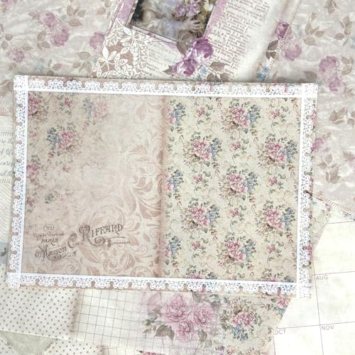 160 Pcs Transparent Lace Stickers for Scrapbooking Photo Album Card Making Journals Wedding Invitations Craft Project Decoration, White and Light Coffee Color PET Material, 40 Patterns - Image 6