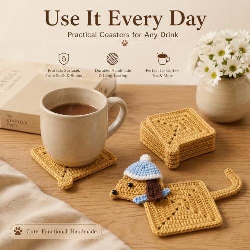 LOOPPET Crochet Kit for Beginners, DIY Dachshund Coaster Set - Image 3
