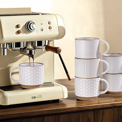 GBhome 15 OZ Stackable Coffee Mugs Set of 4, Ceramic Coffee Cups Set - Image 6