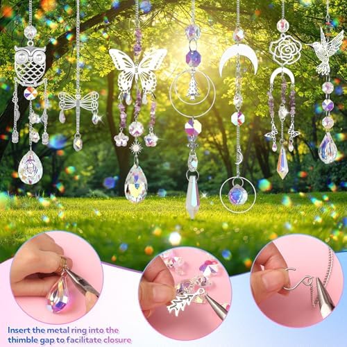 860 PCS DIY Suncatcher Kit Sun Catchers Making Supplies Arts and Crafts for Adults Hanging Prism Suncatcher Kits for Adults with Crystals Sun Catchers Indoor Window Garden Christmas Decor Wedding Home - Image 4