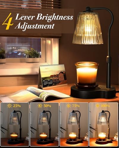 Candle Warmer Lamp with Timer & Dimmable Settings, Adjustable Height Flameless Scented Wax Melter for Jar Candles, Elegant Home Decor Warmer Lamp with 2 Bulbs, Gift for Women Mom Friend Family, Black - Image 3