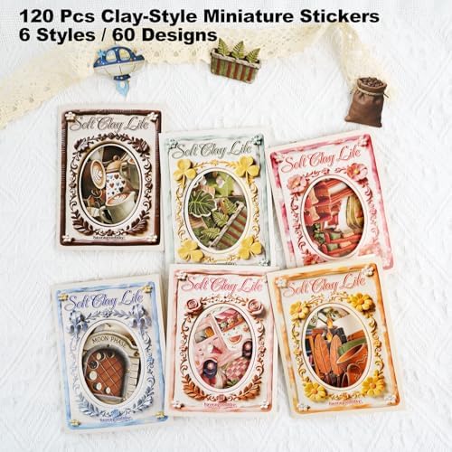 120 Pcs Clay-Style Stickers for Scrapbooking and Journaling - Image 2