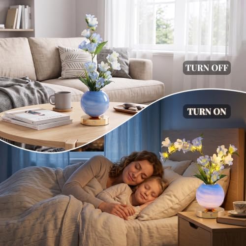 Blue Bellflower Flower Lamp, Rechargeable Cordless LED Floral Table Lamp - Image 3
