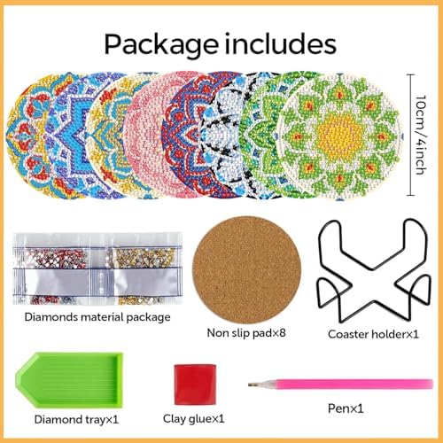 Leatrice Mandala Diamond Art Coasters Set Diamond Painting Kits for Adults - Image 2