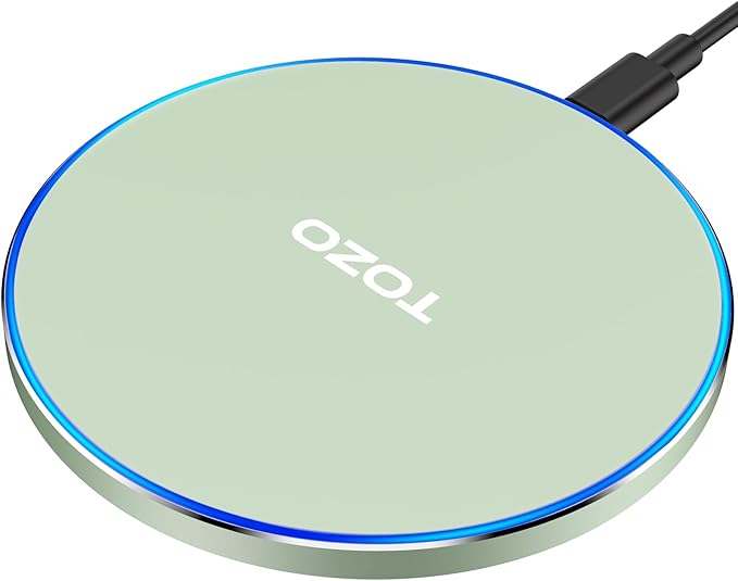 TOZO 2025 W1 New Anti-Slip Wireless Charger 15W Max Fast Wireless Charging Pad Compatible with iPhone 17/16/16 Plus/16 Pro Max /15/14/13/SE Series, Samsung Galaxy S25/S24/S23 Series, Matte Green