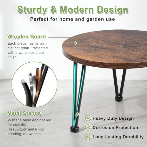 Vigordream Metal Plant Stand Indoor, Heavy Duty Wood Single Planter Holder - Image 3