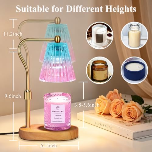 seenlast Purple Candle Warmer Lamp with Timer Dimmer Adjustable Height,Mothers Day Gifts,Electric Wax Warmer Vintage Home Decor for Scented Jar Candles,Birthday Gifts for Women - Image 3