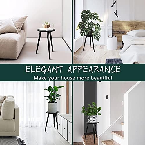 Uneedem Indoor Plant Stand, Modern Plant Table 16.5" Tall Wood Mid Century Flower Holder Small Round Side End Table - Image 5