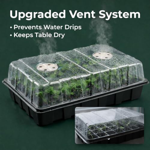 Gardzen 10-Set Garden Propagator Set, Seed Tray Kits with 400-Cell, Seed Starter Tray with Dome and Base 15" x 9" (40-Cell Per Tray) - Image 4