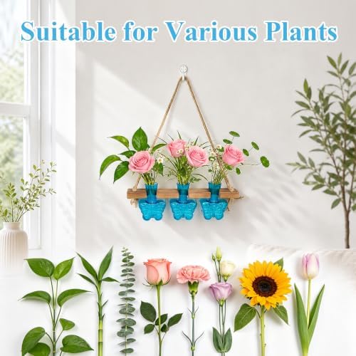 XXXFLOWER Plant Propagation Station Wall Hanging Butterfly Shaped Vase Blue - Image 4