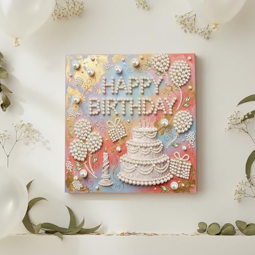 ARTopet DIY Pearl Painting Kit with Frame 9.84x9.84IN Birthday Theme Gemstone Diamond Dots Beads Art Craft for Adult Beginners Display Tabletop Wall Mounting Home Decor-Birthday0 - Image 5