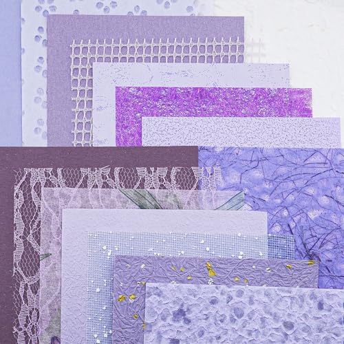 15-Piece Textured Scrapbook Paper Mesh Fabric Set, Purple A5 Sheets - Image 3