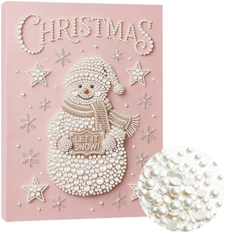 DIY Pearl Painting with Frame Christmas Creative Design Handmade Healing Home Wall Decoration Tools Included-Snowman by Unknown