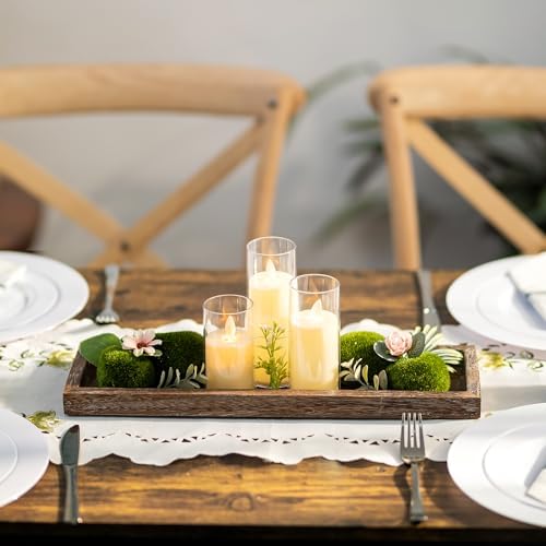 Romadedi Rustic Decorative Wood Candle Tray - 15" Wooden Long Narrow Tray Candle Holder, Farmhouse Small Trays for Coffee Table Centerpieces Dining Room Kitchen Countertop Home Decor, Brown - Image 5