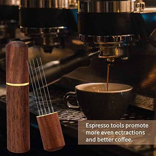 Zolunu Espresso Coffee Stirrer 5 Needles 0.4mm Espresso Distribution Tools, Natural Wood Handle and Stand - Image 5