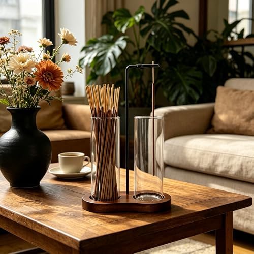 Glass Incense Holder,Retro Incense Sticks Burner Holder with Storage,Hang Upside Down Incense Holder with Ash Catcher (Rustic) - Image 5