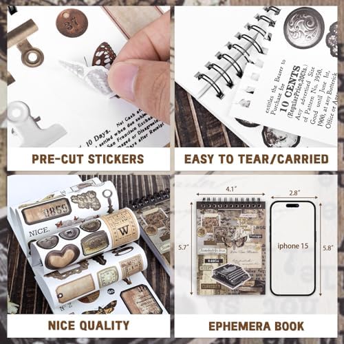 595Pcs Vintage Washi Stickers for Junk Journaling - Image 4