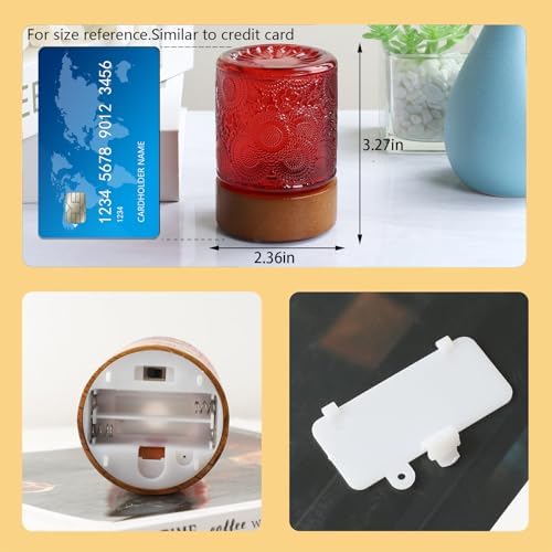 Mini Soft Warm Light Lamp Battery Operated Portable Night Light with Timer, Small Glass Vintage Dim Sleep Nightlights, Battery Powered Wireless Night Lights for Adults (1), M2-1-7 - Image 2