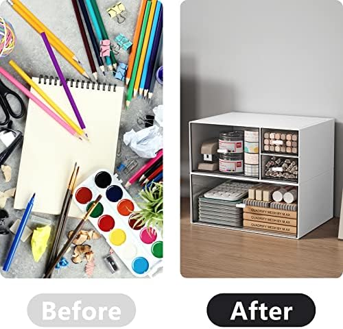 Desk Drawer Organizer, Stackable Storage Drawers, Plastic White Desk Organizers Great for Makeup Storage Bathroom Organization Accessories Etc - Large 1 Drawers (White) - Image 4