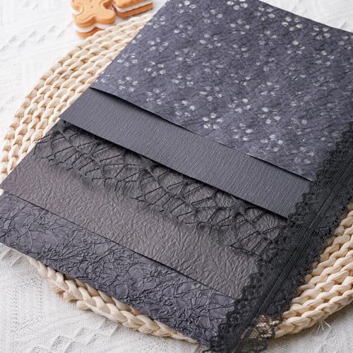 15Pcs Handmade Scrapbook Art Paper Craft Textured Paper Colorful A5 sheet Mesh Special Mix for Scrapbooking Junk Journal Journaling Supplies DIY Materials,5.8x8.2 inches (Black) - Image 5