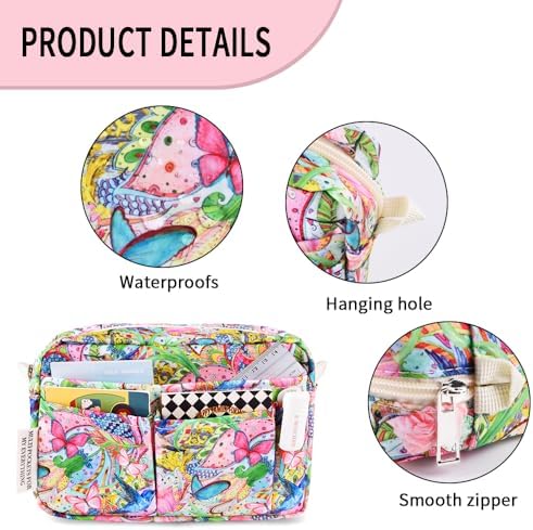 Multiple Pockets Portfolio Organizer with Zipper,Makeup Bag Pencil Pouch - Image 5