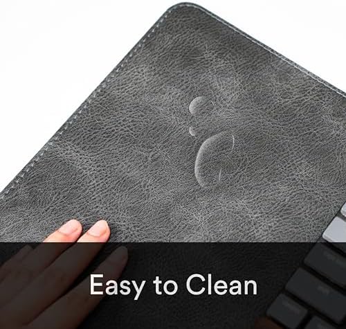 Premium Distressed Faux Vegan Leather Desk Mat | Multifunctional Desk Pad for Home Office | (Black/Grey, 12" x 27.5") - Image 5