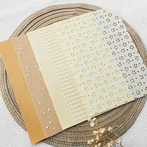 15-Piece Textured Scrapbook Paper & Mesh Fabric Set, Brown A5 Sheets - Image 4