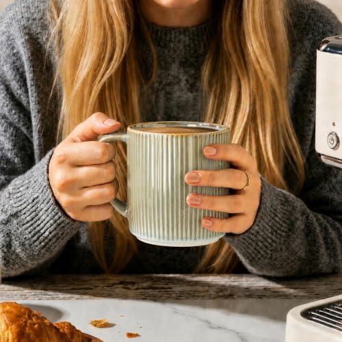 theterra Ceramic Coffee Mugs Set of 6, 14.2 oz Coffee Cups with Handle - Image 7