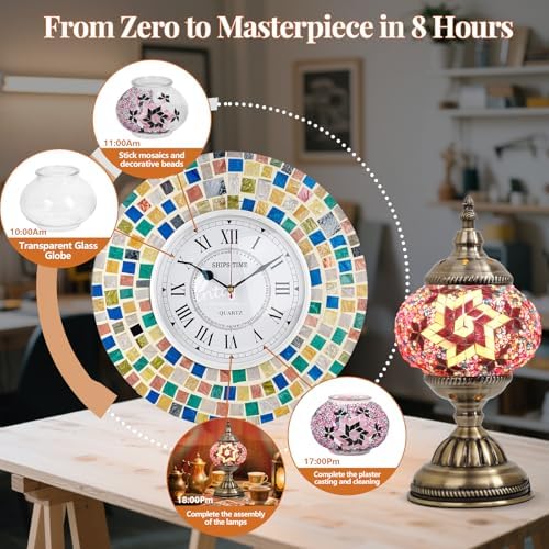 DIY Turkish Mosaic Lamp Kit for Adults & Teens, 5.2" Shade, Purple - Image 4