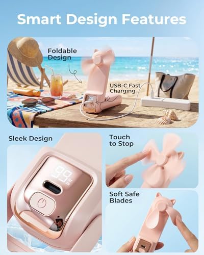 FrSara Portable Handheld Mini Fan, 2000mAh Rechargeable Personal Desk Fan - Image 7