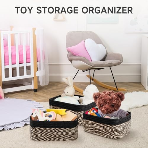 3 Pack Storage Baskets for Organizing, 13.7×9.5×6.3", Black Brown - Image 5
