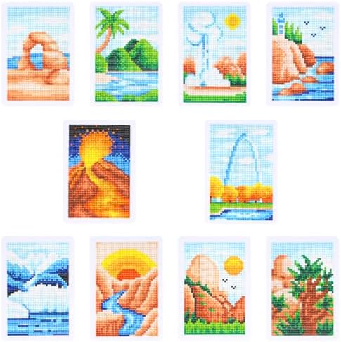 Apomelo 10pcs Small Diamond Art Kits Landscape,Round Drill Mini Small Diamond Art Kits for Adults Beginners,Mini Diamond Art for Home Wall Desktop Art Decor, 6X8 inches by Apomelo