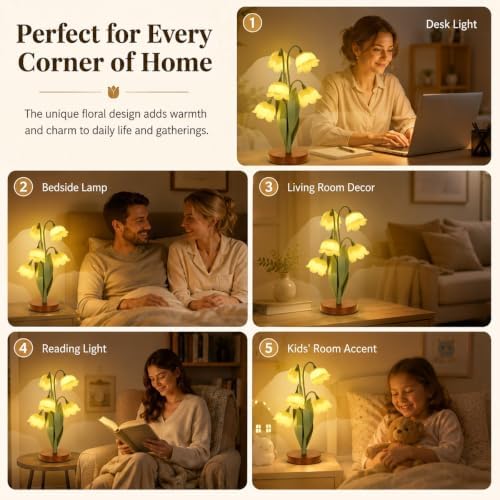 Flower Table Lamp for Bedroom, LED Cute Reading Light - Image 5