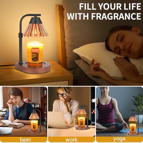Dimmer Candle Warmer Lamp with Timer Adjustable Height Electric Wax Warmer for Jar Candles Home Offices Decor Birthday for Women Mom Grandma (Gold-Yellow) - Image 6