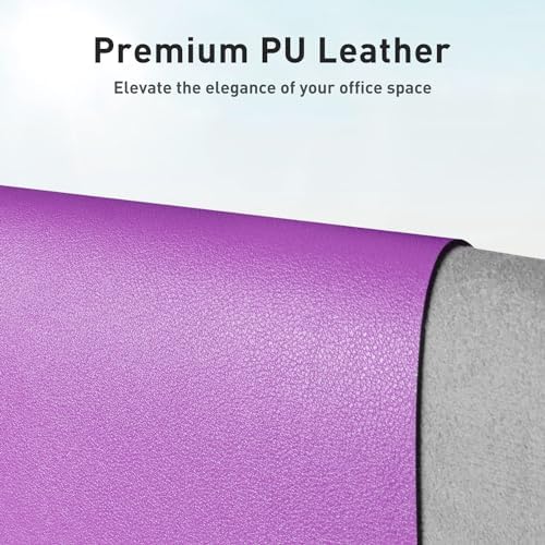 Aothia Faux Leather Desk Mat - Non-Slip PU Leather Desk Blotter, Waterproof Writing Surface, Large Desk Pad for Office & Home (Iris Violet, 55" x 24") - Image 2